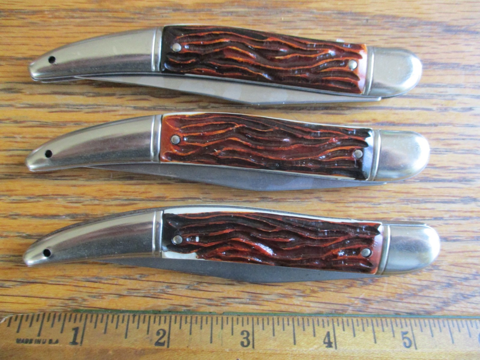 3 Fish Knives Single Blade Knife NOS Colonial Knife USA Stainless