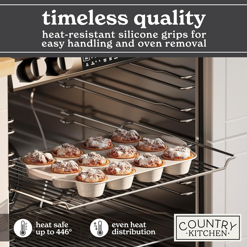 Country Kitchen Nonstick Stackable Bakeware Set - Durable, Easy 10 Pcs, Cream