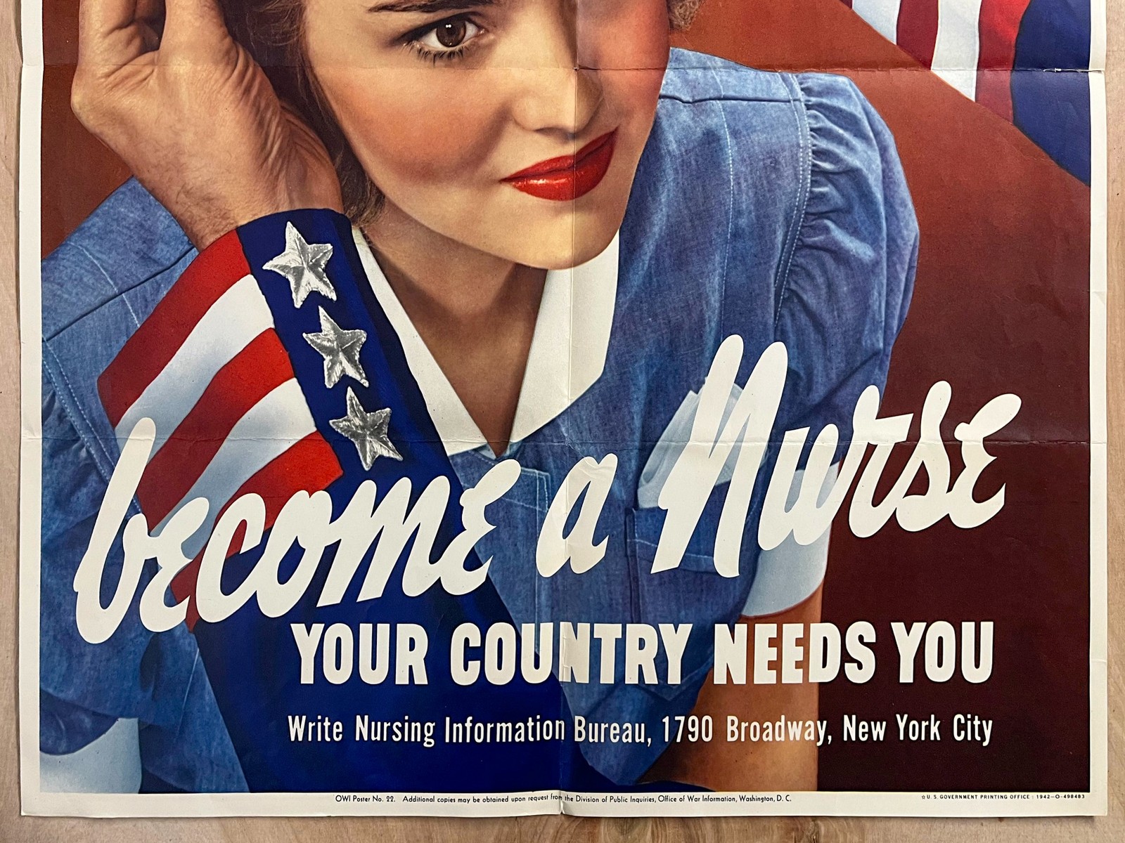 1942 Become A Nurse Your Country Needs You OWI Poster 22 WWII Vintage Original