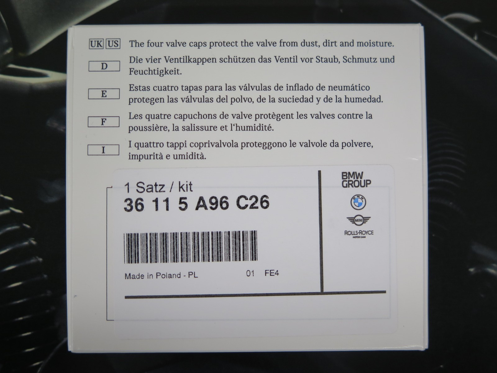 OEM MINI Cooper JCW Valve Stem Caps 36115A96C26