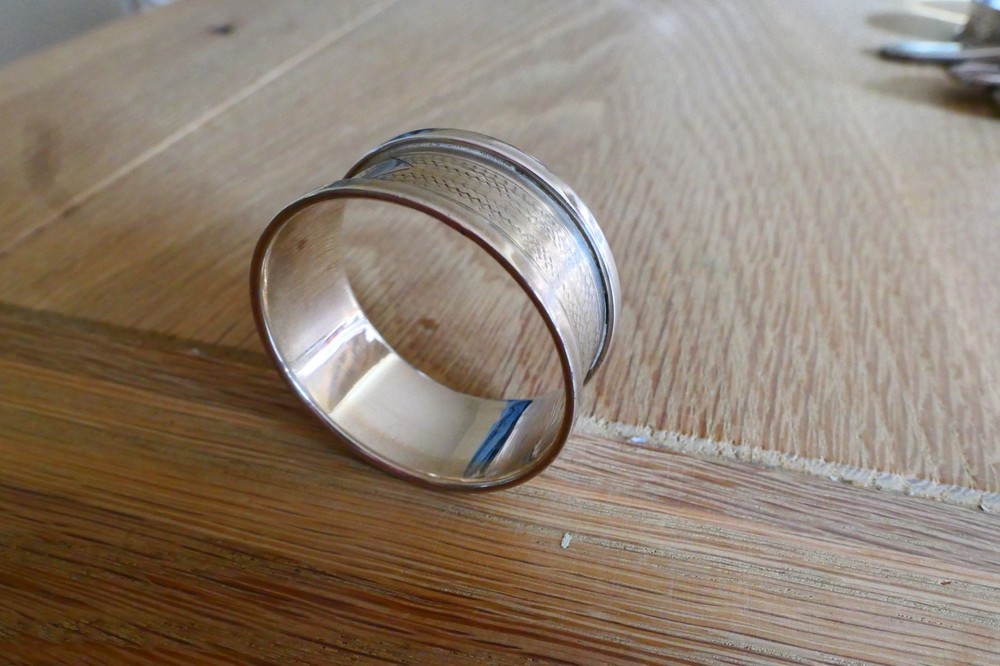 etched Silver Napkin ring