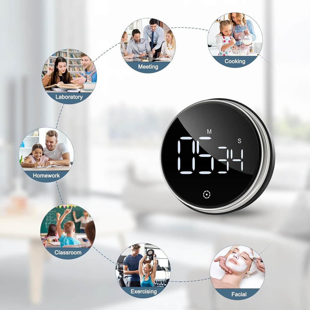 Digital Magnetic Timer LED Display Adjustable Volume Kitchen Office