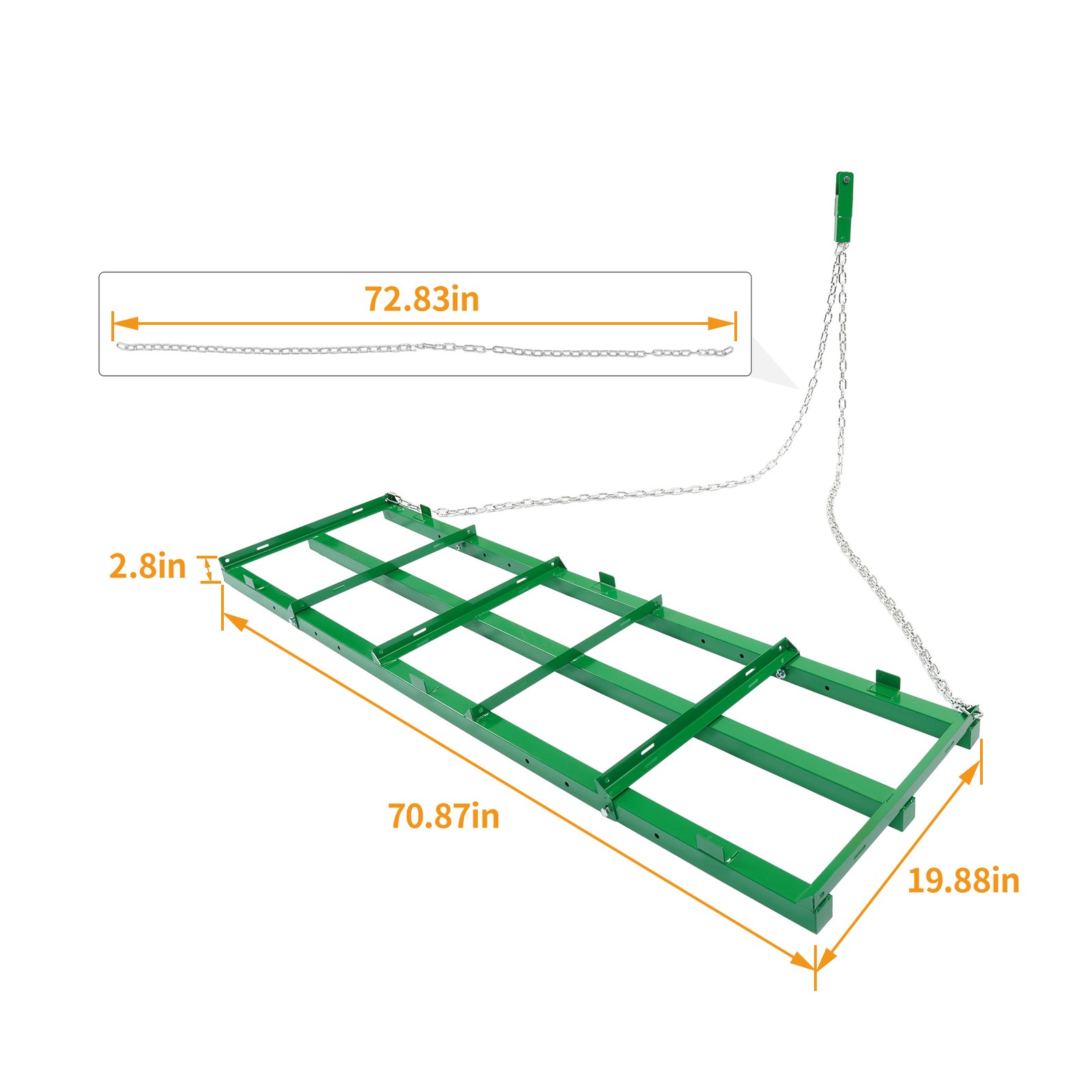 6 FT Yard Drag Harrow Grader Rake w/ 4 FT Chain For universal ATV/UTV/Tractor