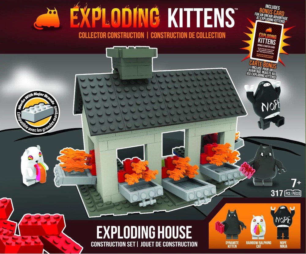 Exploding Kittens EXPLODING HOUSE Construction  Set 317 pieces Bonus Card NEW