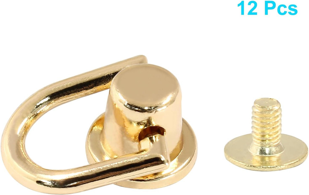 12 Pieces D Ring Stud Screw Ball Head Buttons, Versatile Purse Rotatable Ball D
