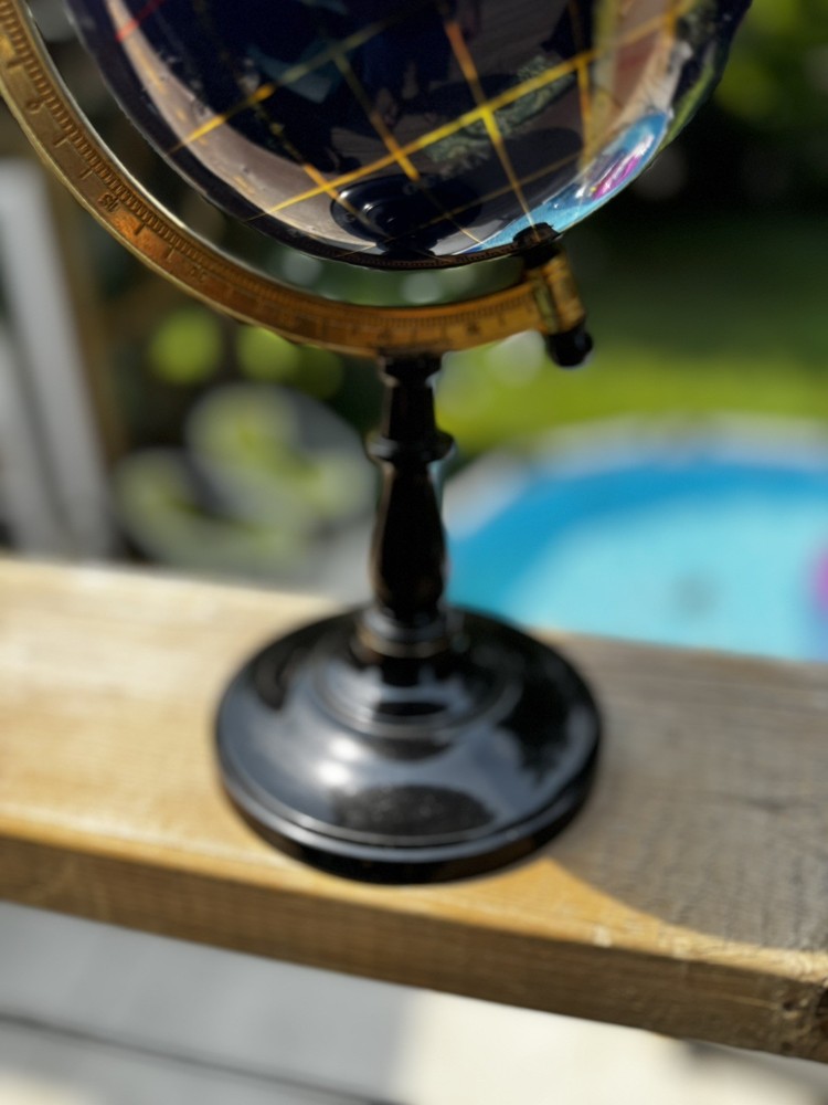 Vintage Gemstone Desk Globe Excellent