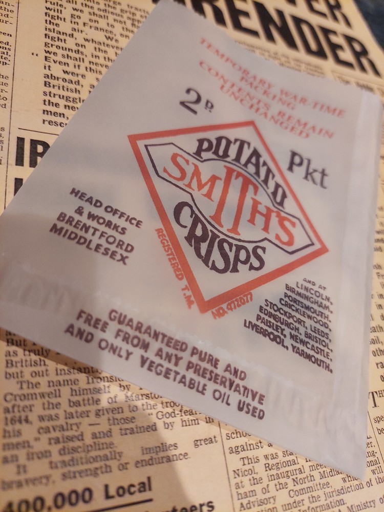 WW2 Smiths Crisp packet Home Front reproduction display items - 2 packets