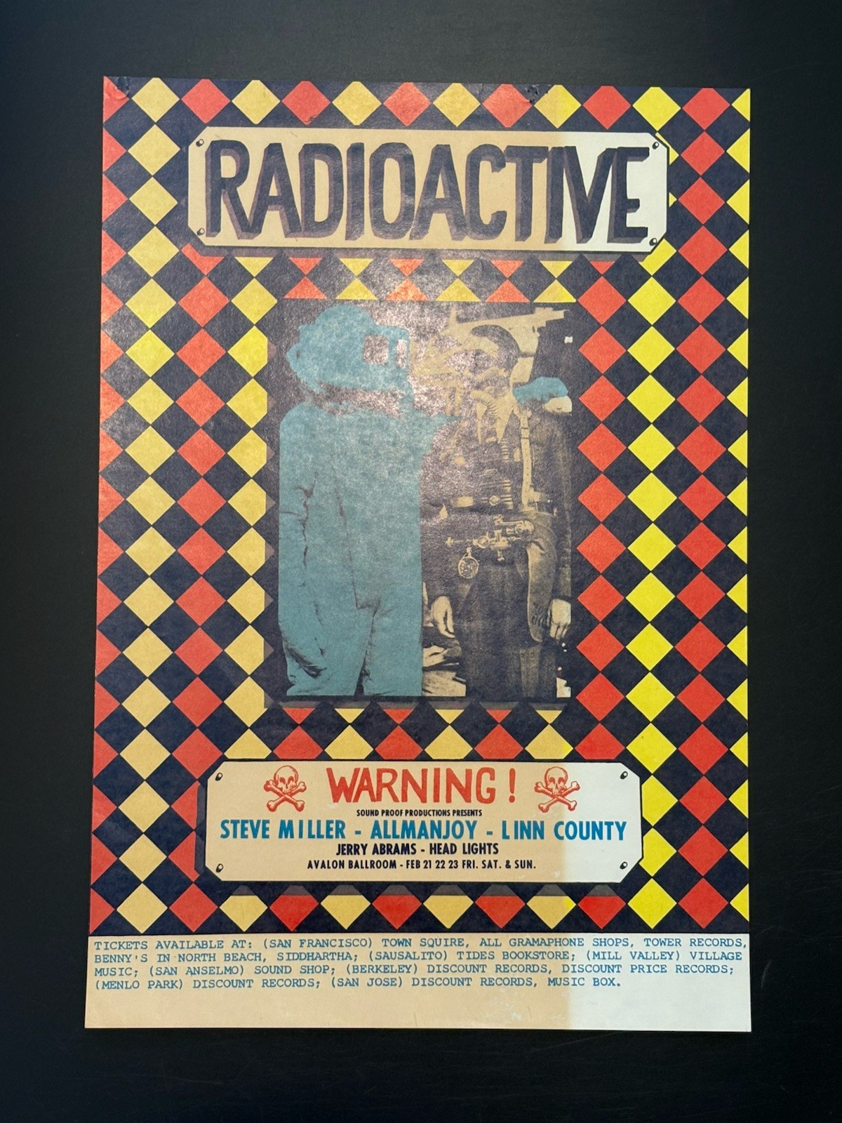 1969 AOR 2.30 Steve Miller Allmanjoy Avalon Ballroom Original Concert Poster