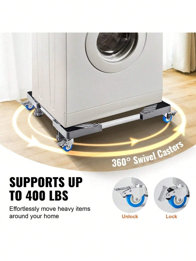 Adjustable Mini Fridge Stand Washing Machine Mobile Base Dolly Roller Wheels