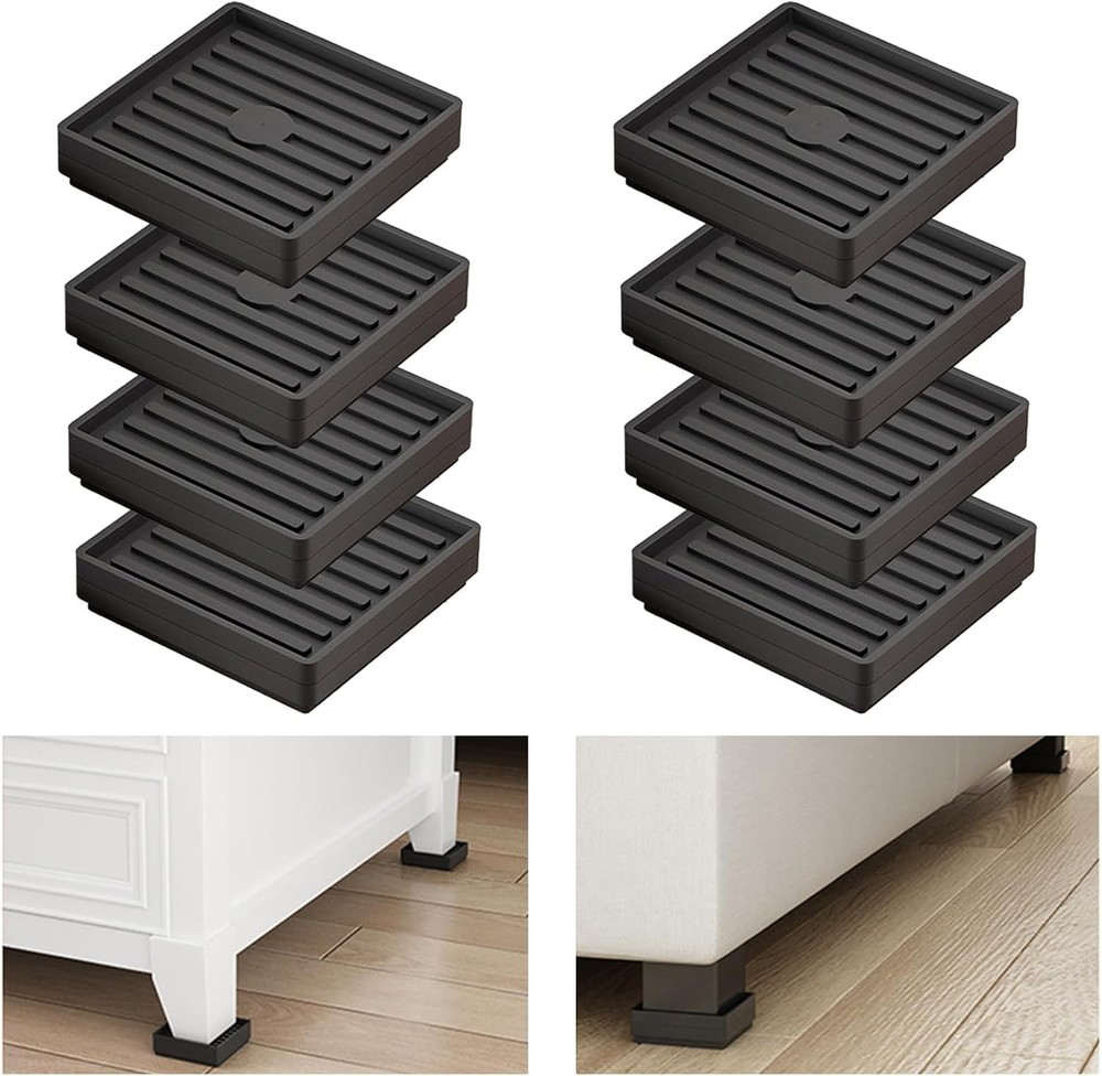 Bed Risers Heavy Duty, Set of 8, Stackable Square Furniture Risers, Adjustable B