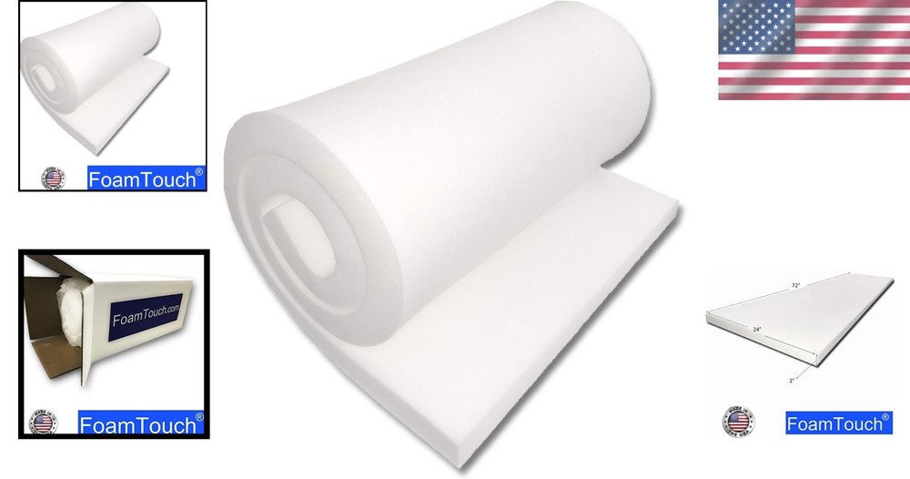 Superb 2" Thick Rectangular Foam 72" x 24" for Mattresses and Upholstery