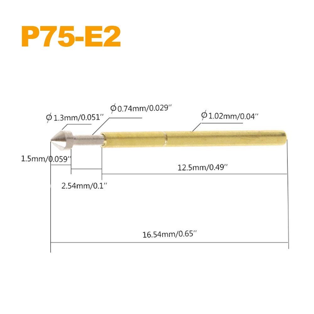 100pcs P75-E2 Spring Test Probe Pogo Pin Test Tools Dia 1.3mm Conical Head 1....