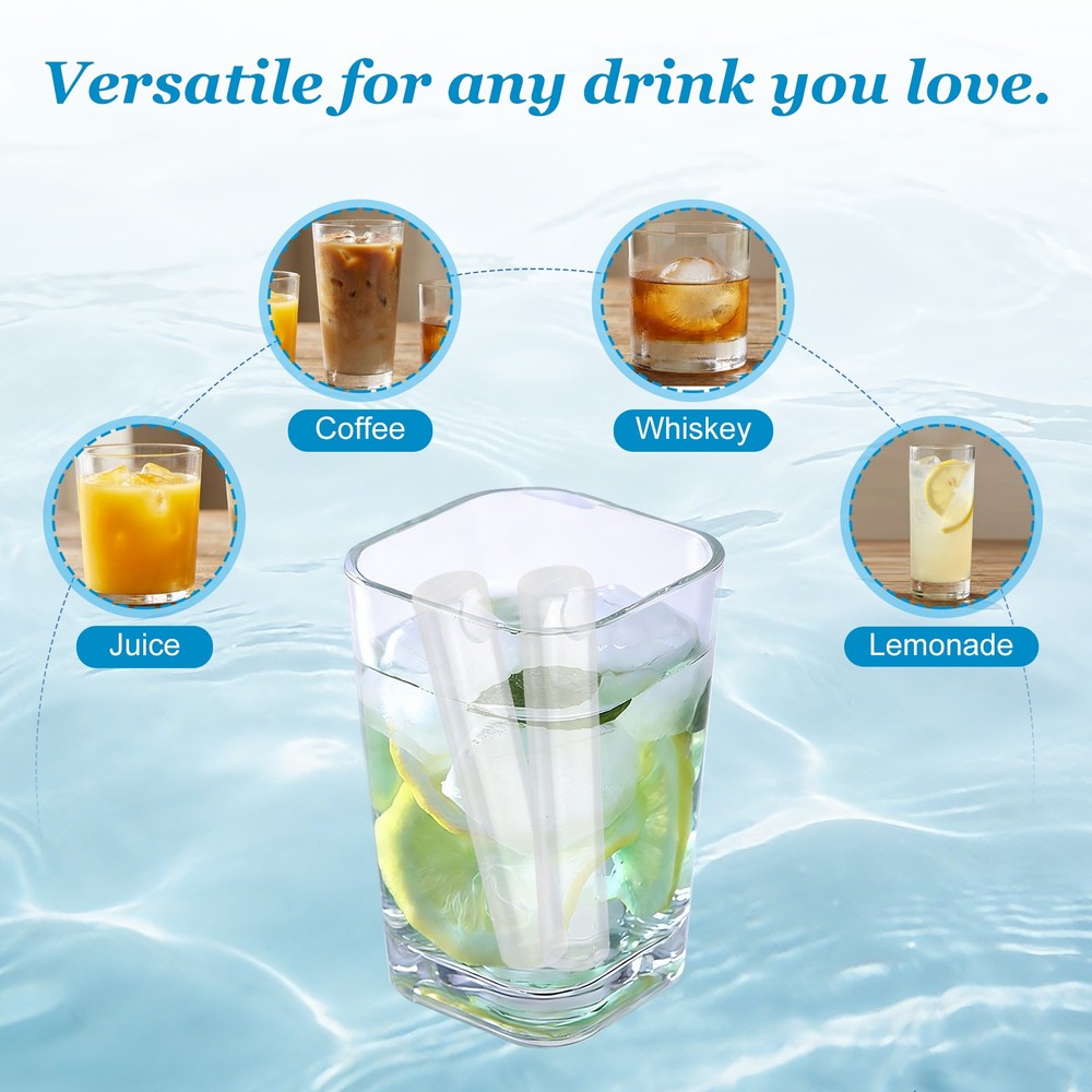8 Pack Reusable Ice Cubes for Drinks, White Bar