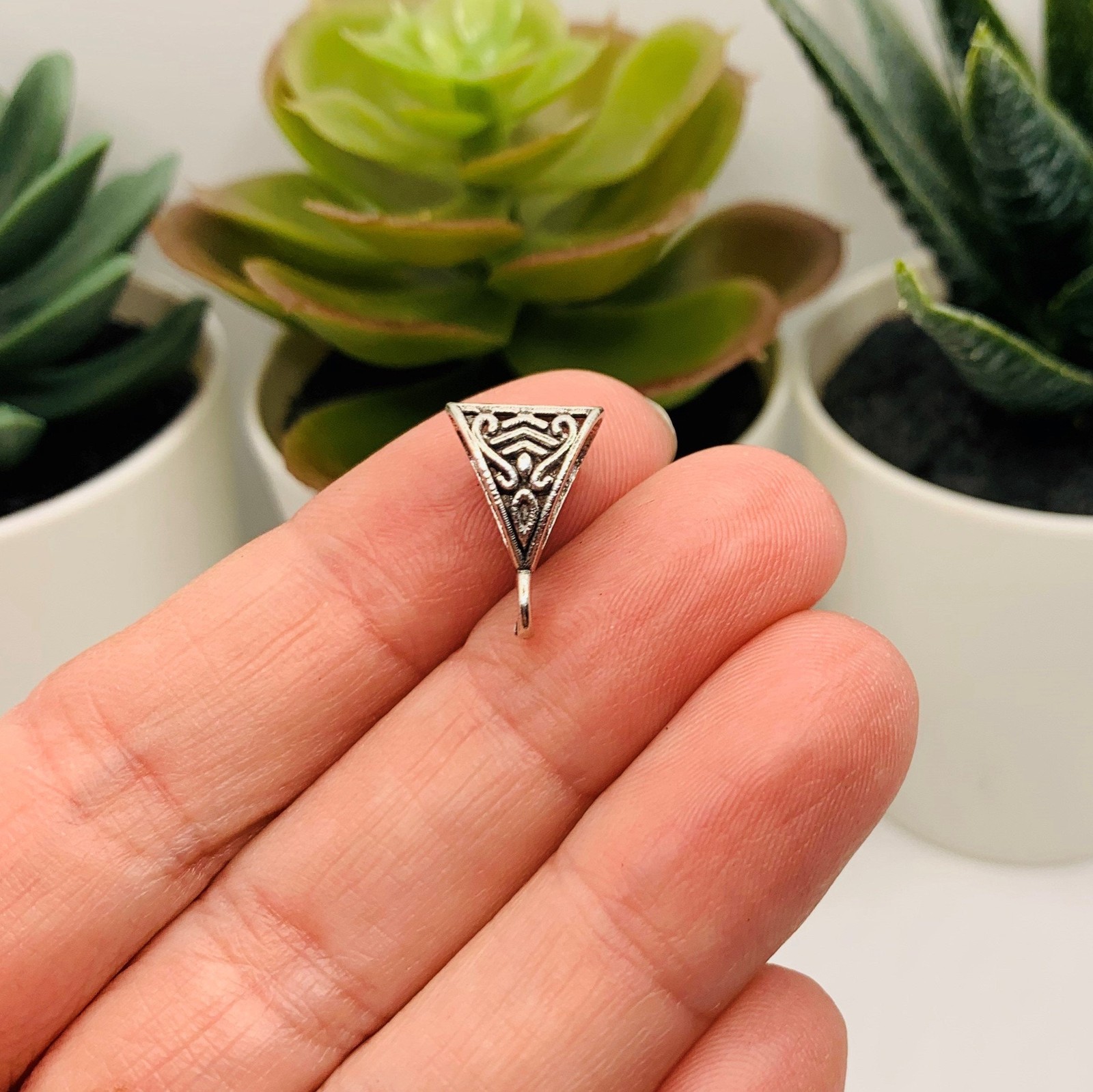 Silver Triangle Jewelry Bails, 15x10mm - US Seller