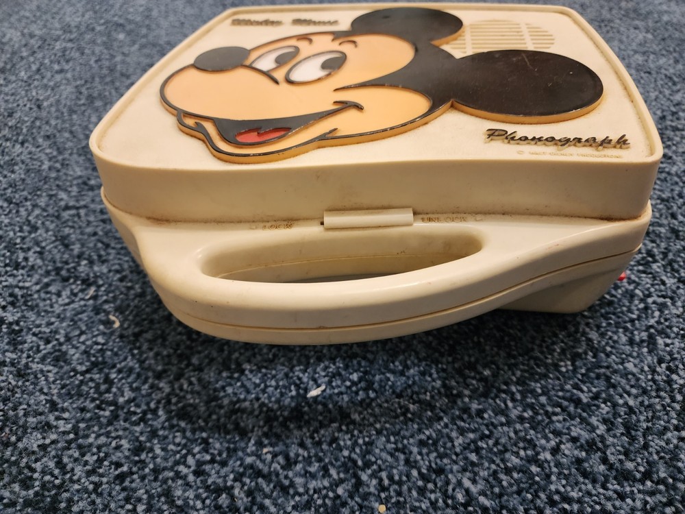 Mickey Mouse 80's 2Speed Solid State Phonograph Record Player With Working Motor