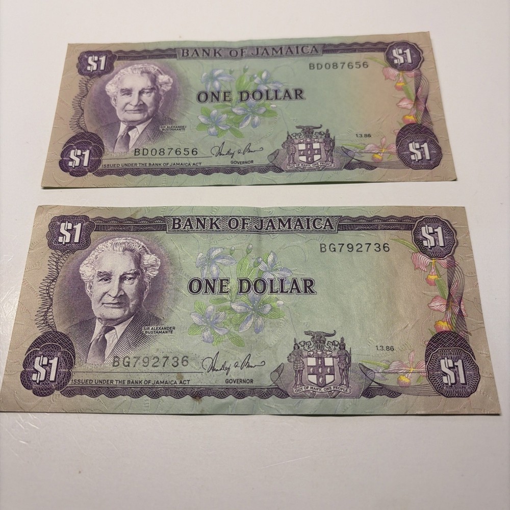2- Jamaica ONE DOLLAR BANK NOTES  ( Currency Book )