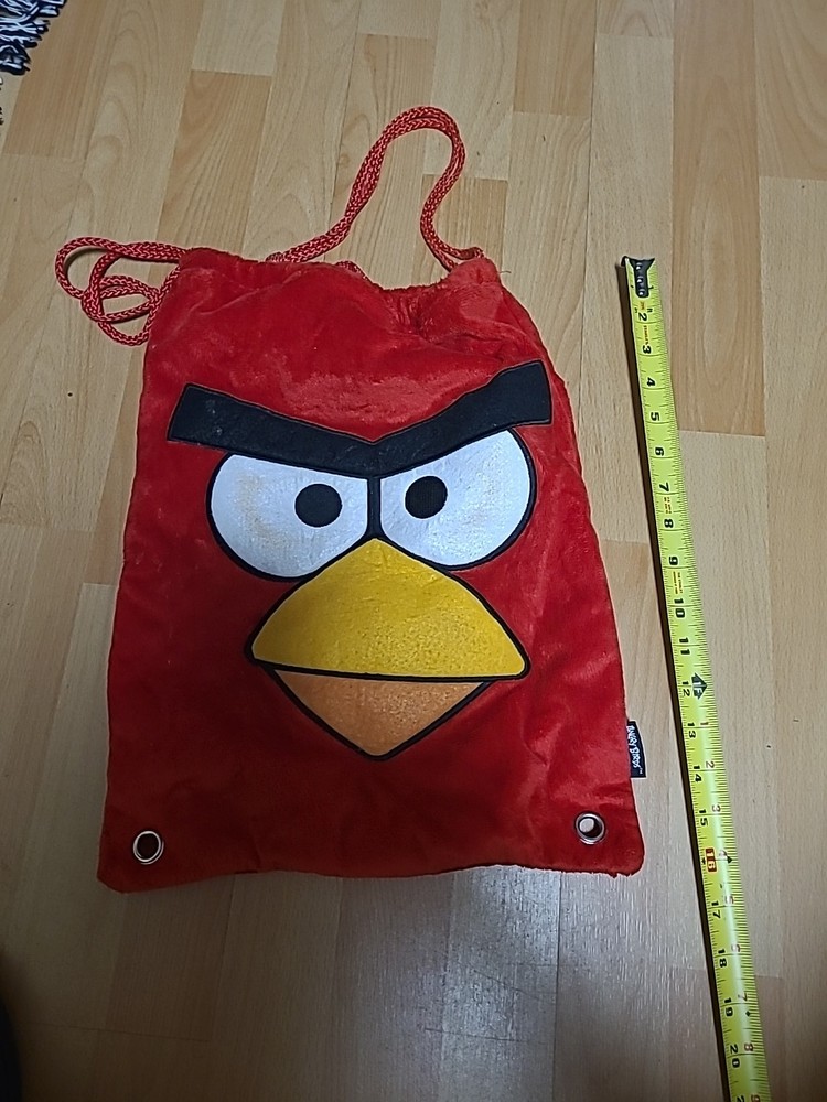Vtg. Angry Bird Drawstring Back Pack