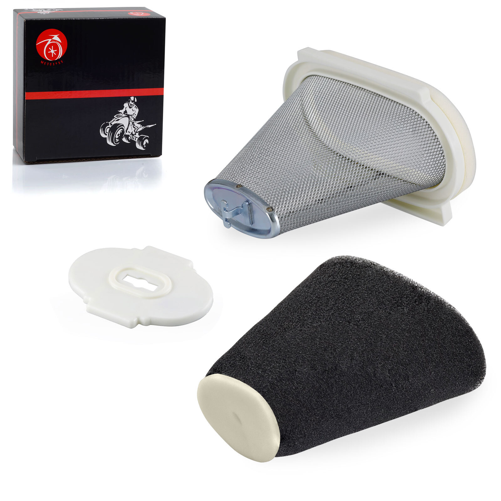 Air Filter & Cage Guide & End Cap For Yamaha Raptor 660R YFM660R 2001 2002- 2005