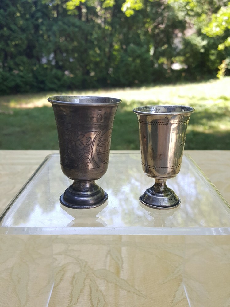 Russian antique  2 silver goblets.