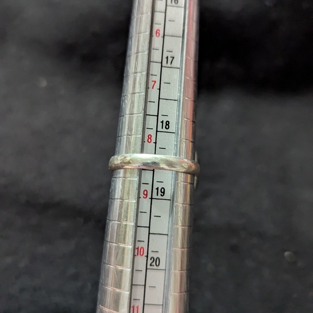 Silver Plated Black Tourmaline Gemstone Oval Statement Ring - Size 8.5