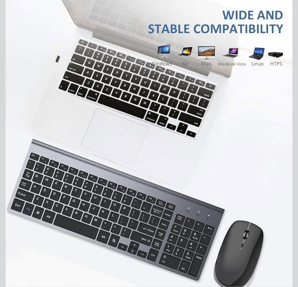 Wireless Silent Keyboard and Mouse Combo For Notebook Laptop Desktop PC 2.4 GHz