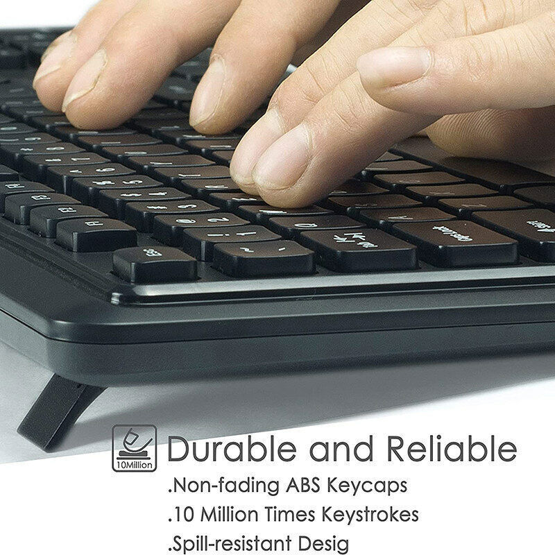 Computer Office Keyboard Wired USB 104 Keys Full Size Backlit Keyboards PC