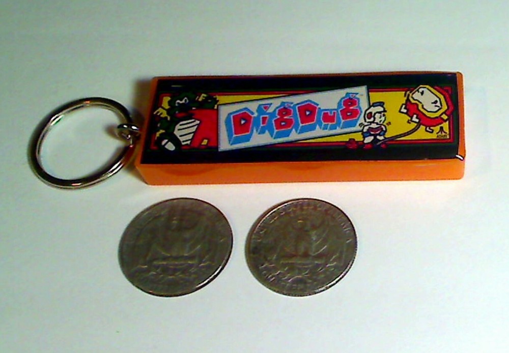 Dig Dug Arcade Marquee Coin Door accessory Keychain