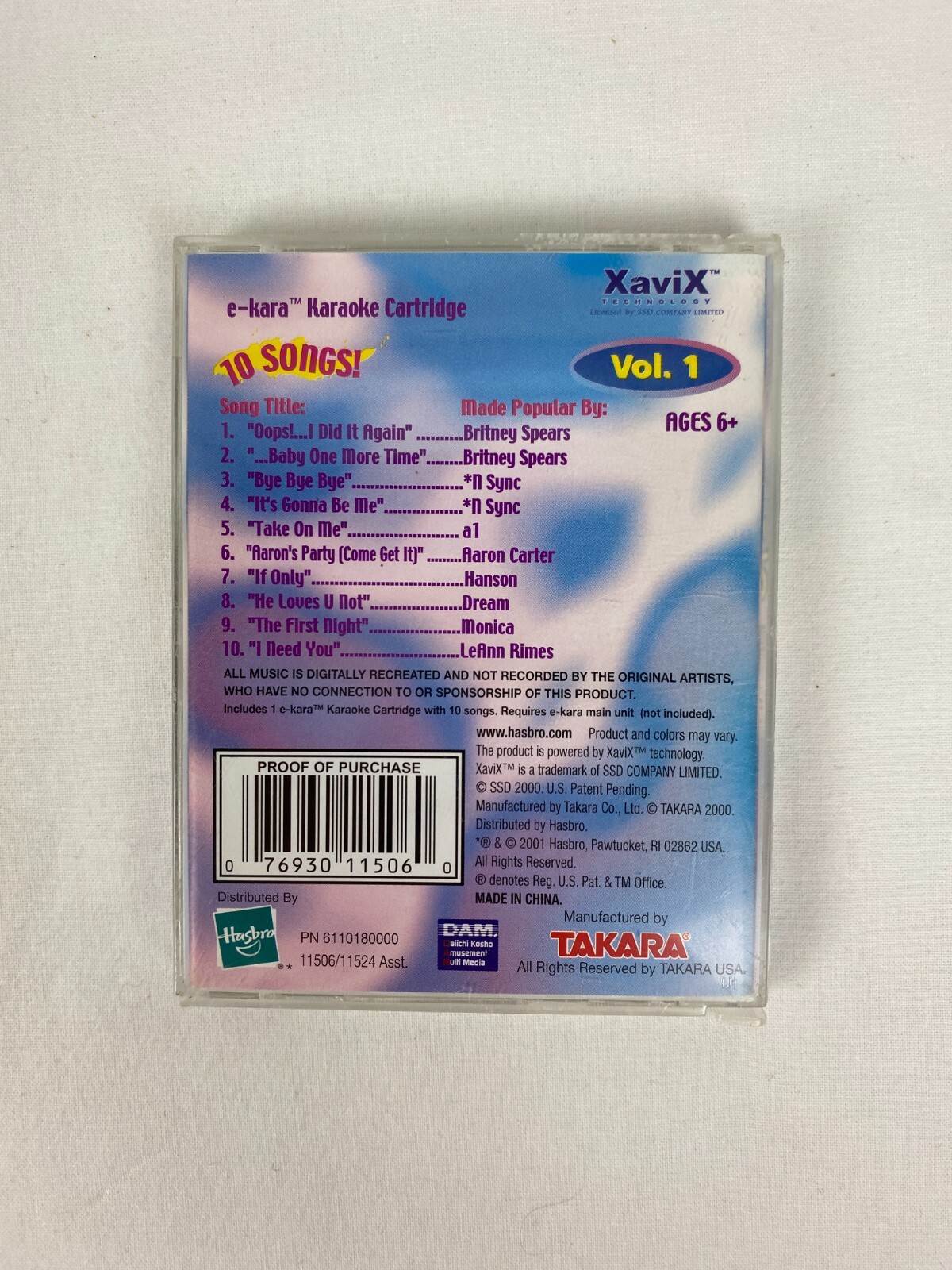 Takara e-Kara Karaoke Microphone with 3 Cartridges Vol 1 & 9 plus 5 songs