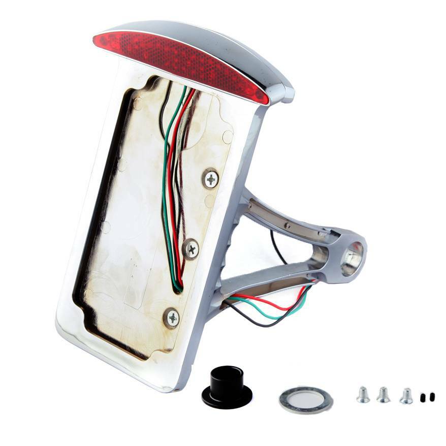 CHROME SIDE MOUNT LICENSE PLATE LIGHT BRACKET LED FOR HARLEY MOTORCYCLE VERTICAL