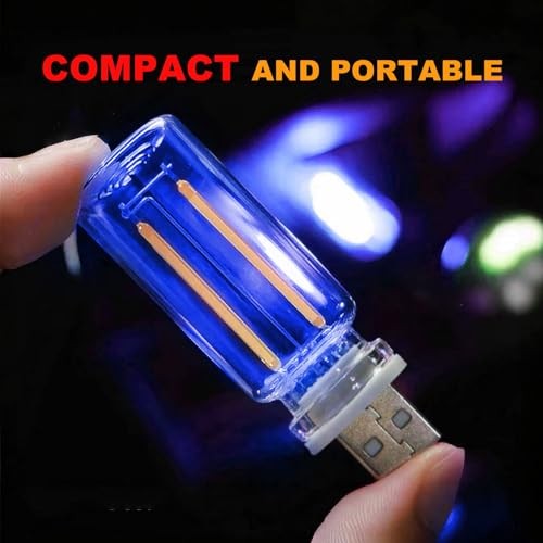 2 PCS USB LED Car Interior Atmosphere Light, Touch Control Adjustable Blue