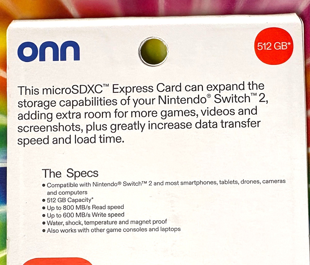ONN Micro SDXC EXPRESS CARD 512GB Compatible with Nintendo Switch 2