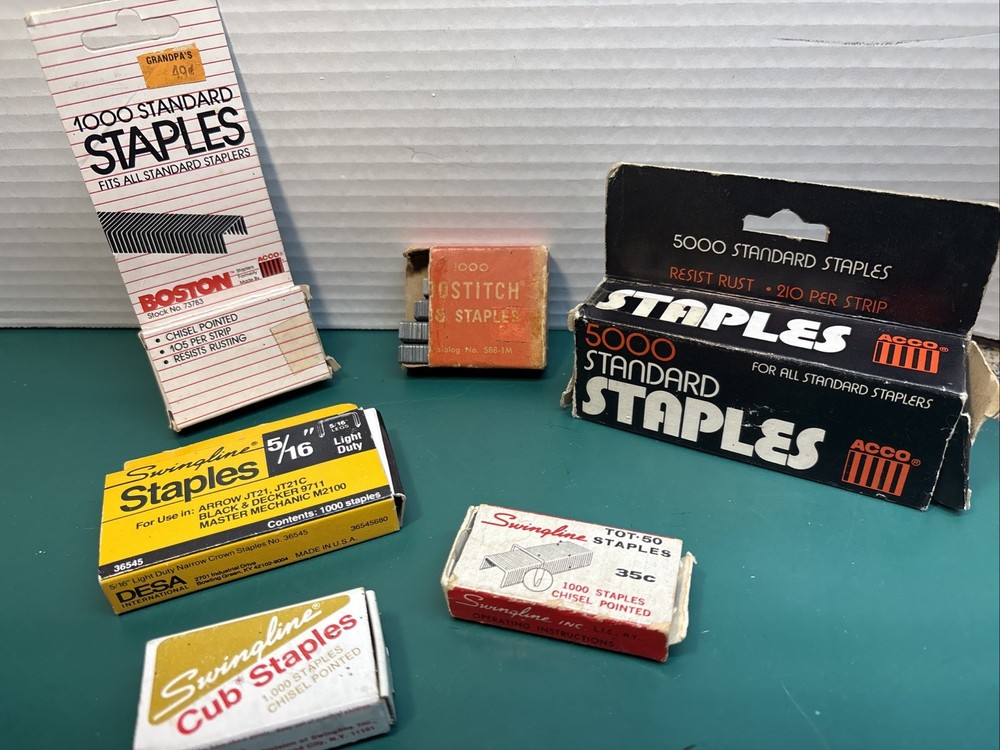 Various Brands VINTAGE STAPLES Different Sizes Open 6 Boxes