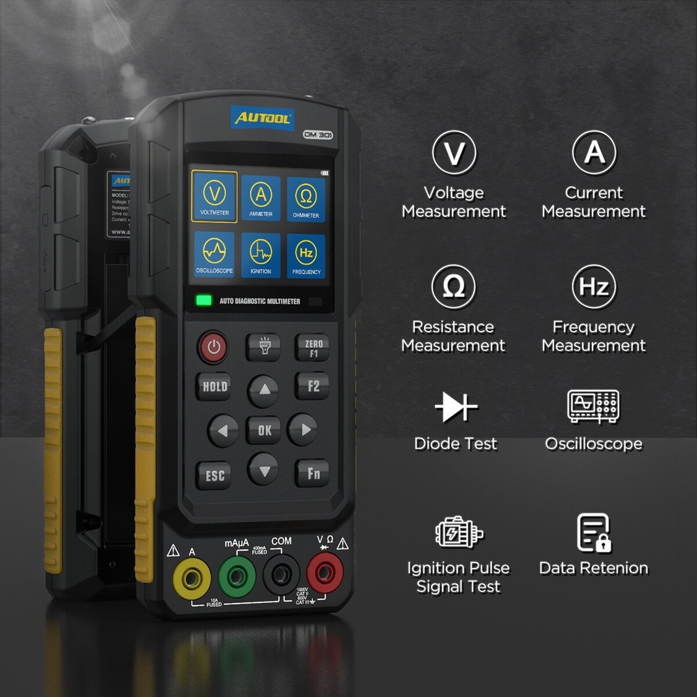 AUTOOL DM301 Digital Electrical Multimeter AC/DC Voltage Current Detector Kit US
