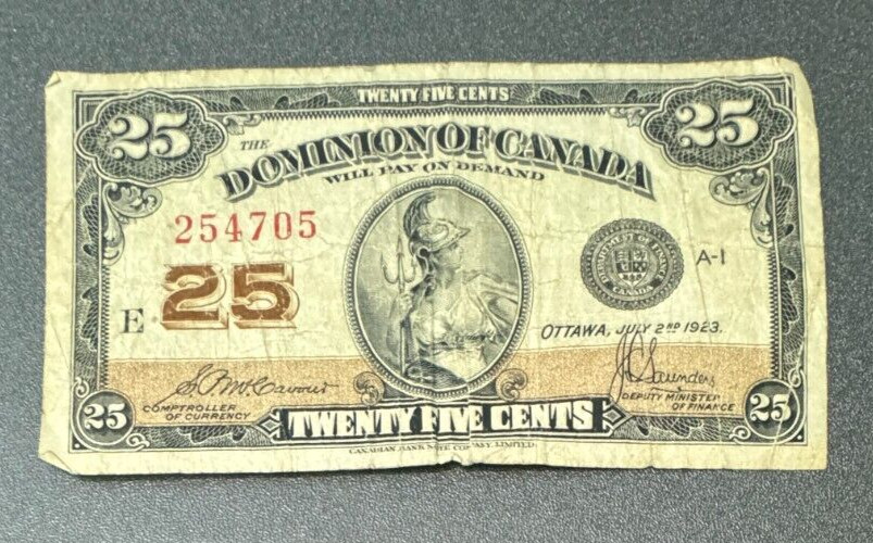 Canada : 25 Cents 1923 Banknote Ref : 898