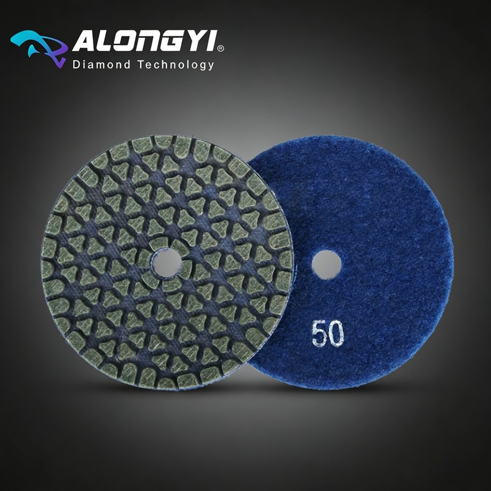 7PCS 3" Dry Diamond Polishing Pads Triangular Particles Design Grinding Wheel