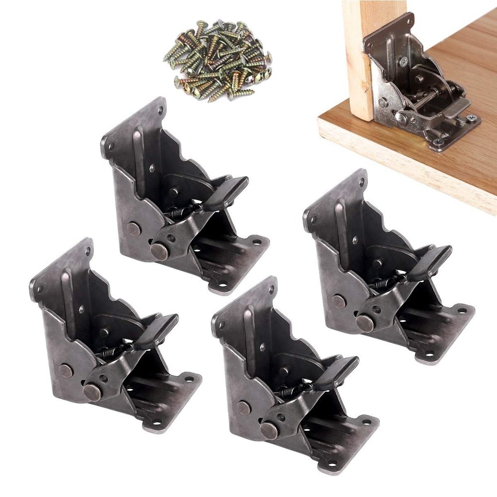 4 Pack Folding Brackets, TopDirect Lock Extension Support Bracket Foldable