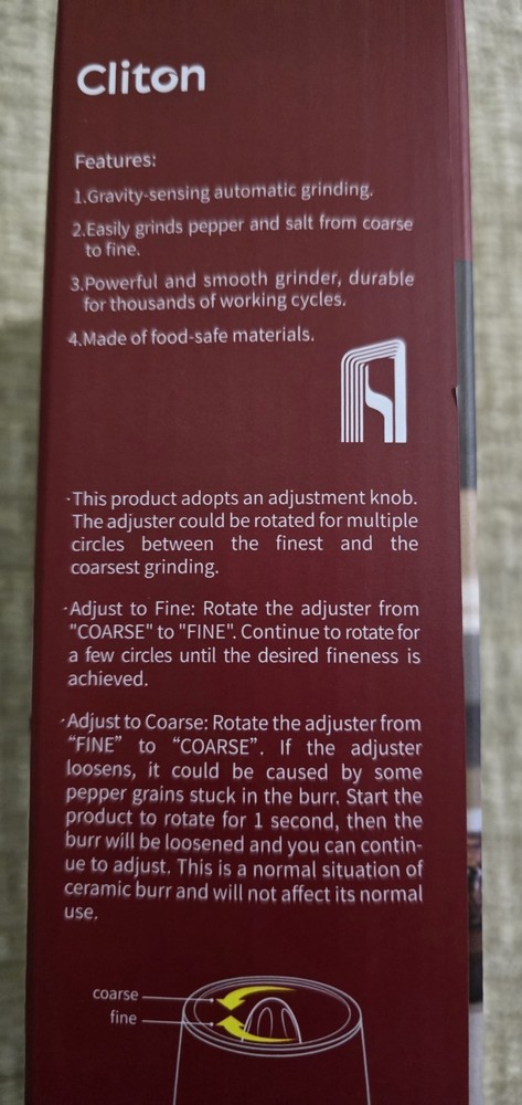 Cliton Gravity Electric Salt Pepper Grinder Automatic Salt Pepper Grinder Set