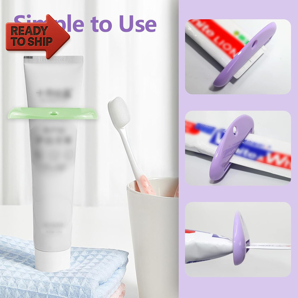 6 Pcs Toothpaste Squeezer Set, Plastic Toothpaste Saver, Hanging Toothpaste Dis