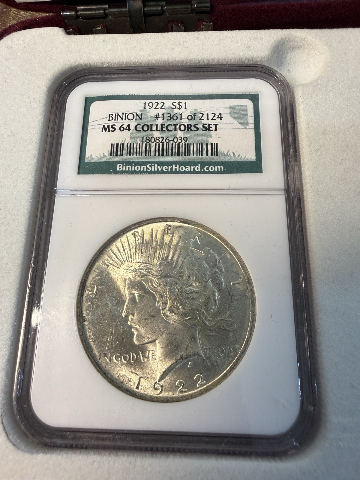 1922 & 1923 Peace Silver Dollar Set - Binion Silver Hoard - NGC MS64 - Box & COA