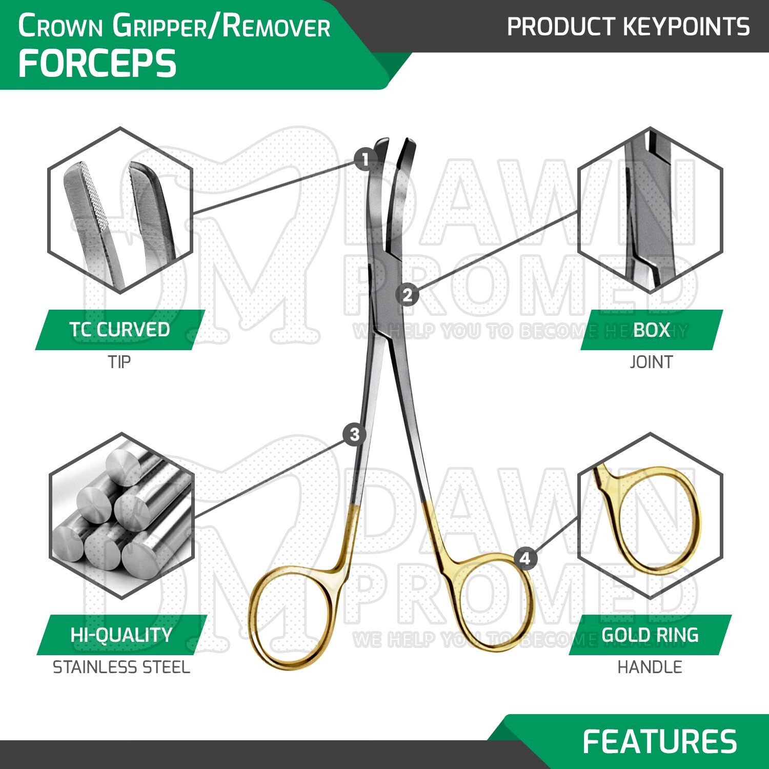 2 Pcs T/C Wynman Crown Remover & Gripper Forceps 7" Surgical Dental Instruments