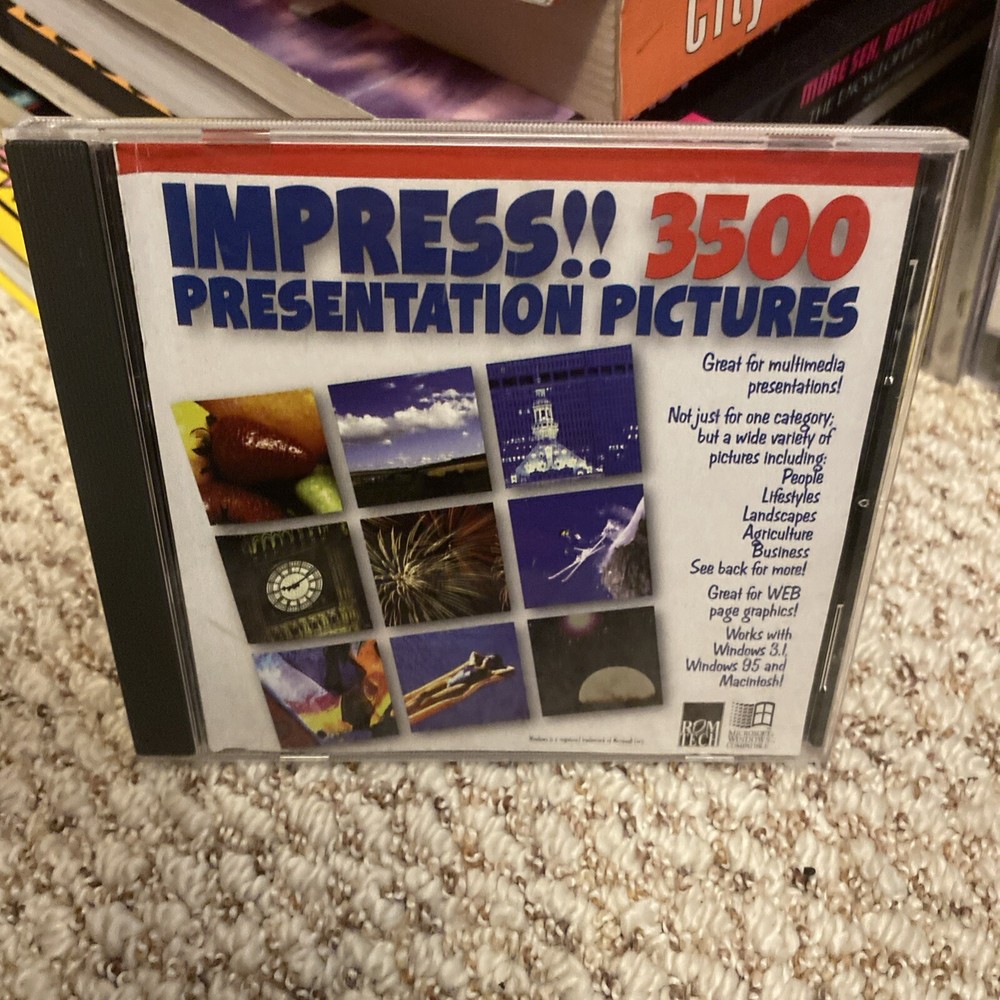 Impress!! 3500 Presentation Pictures PC CD Windows 3.1 95 Mac Romtech