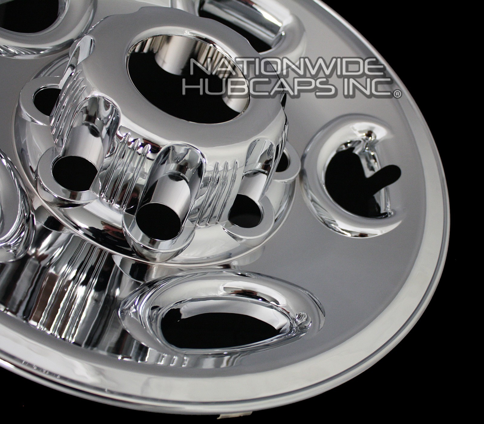 4 CHROME Express Van 16" 8 Lug Wheel Skins Hub Caps Rim Simulators Center Covers