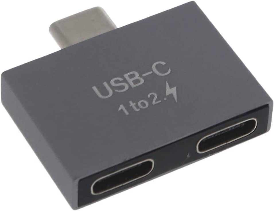 USB C Splitter Adapter - 2.8x2.8cm, Gray for Fast Charging and Data Connectivity