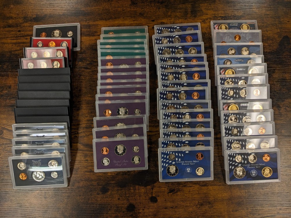 1968-2009 US Mint Issued Proof Sets As Pictured. 42 Sets.