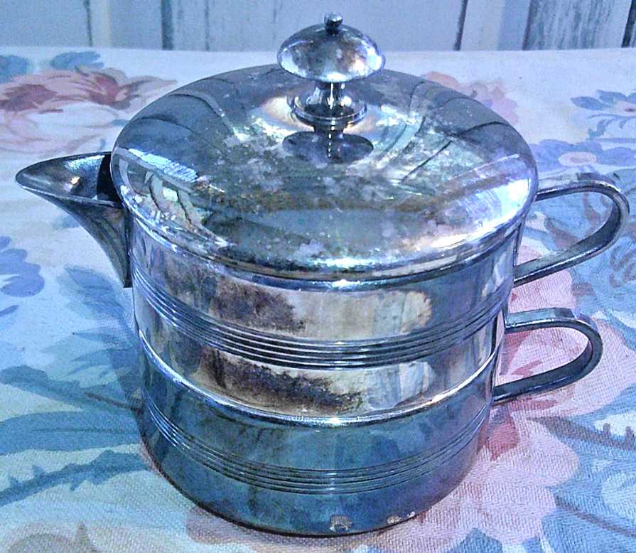 Antique 1885 - 1889 4 Piece Apollo Silverplated Stackable Teapot Sugar Creamer