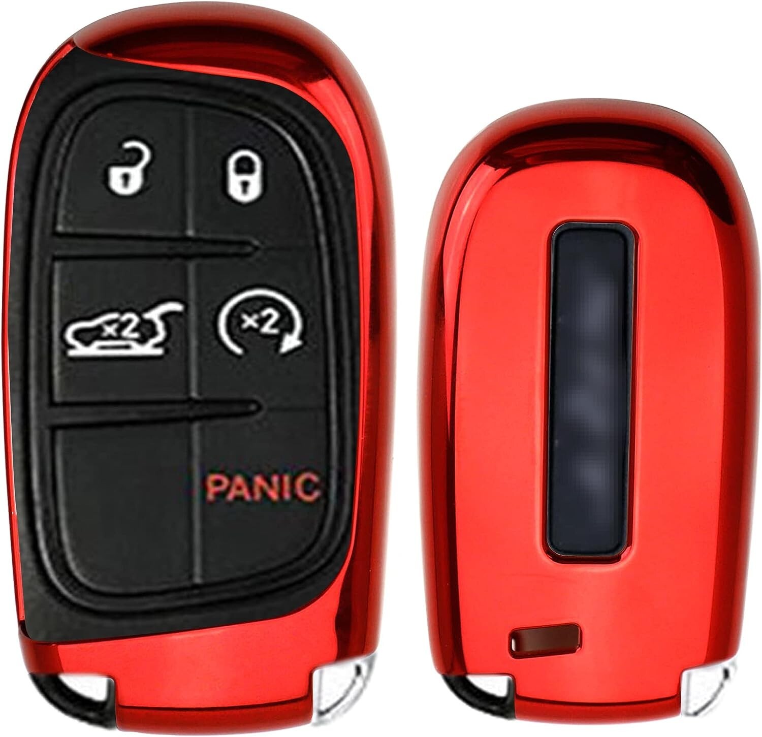 Chrome Red TPU Key Fob Case For Dodge Charger Challenger Jeep Chrysler, etc