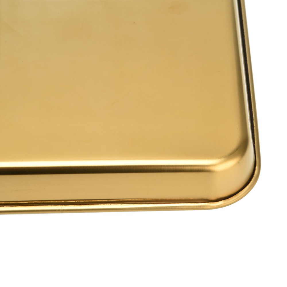 Stainless Steel Rectangular Tray Flat Bottom Plate Restaurant Home Golden Fla US