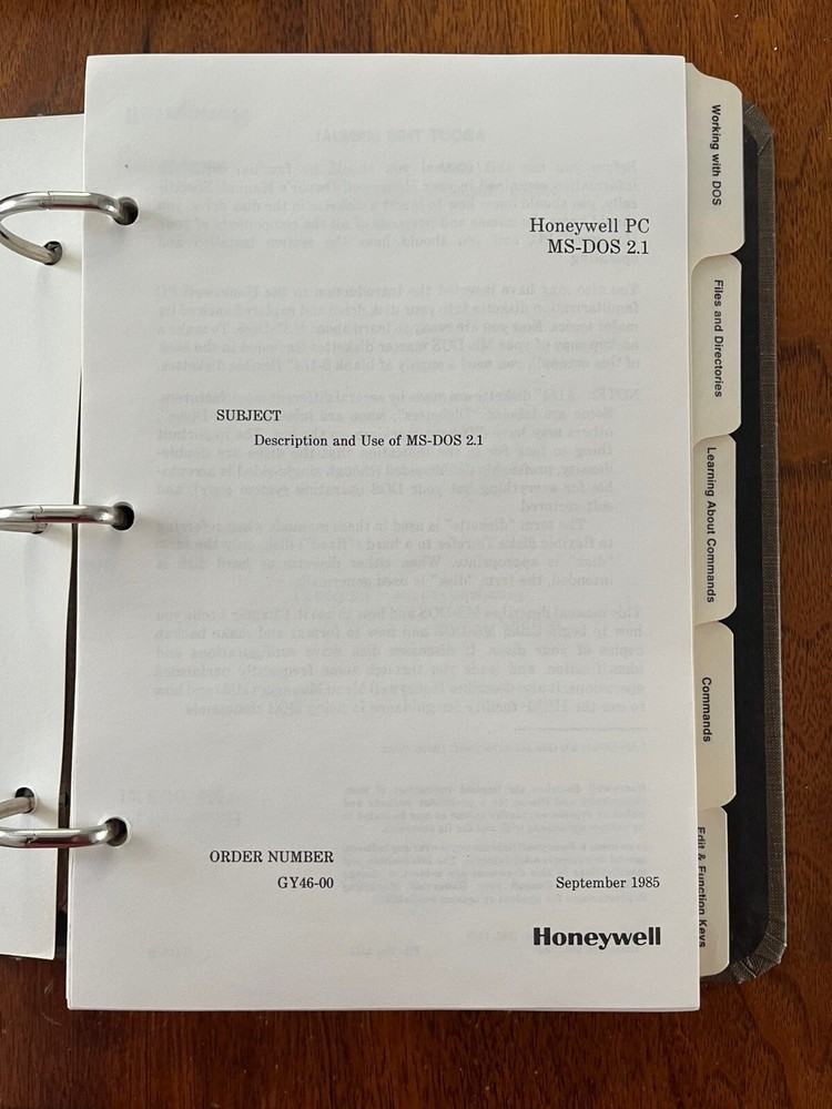 Honeywell PC MS-DOS 2.1 and GW-BASIC Manuals 1985
