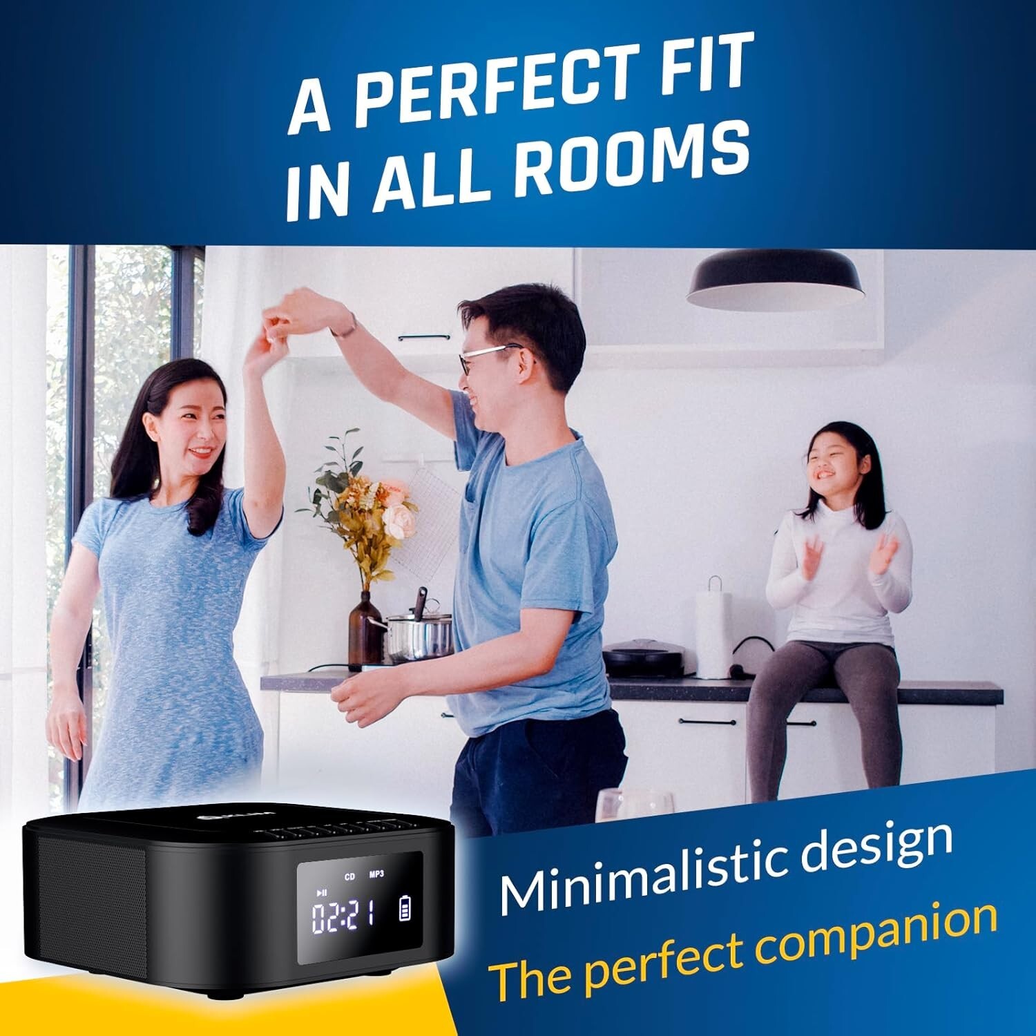 KLIM Boombox E1 - CD Player Portable Audio System, xtra BASS Subwoofer,FM,Remote