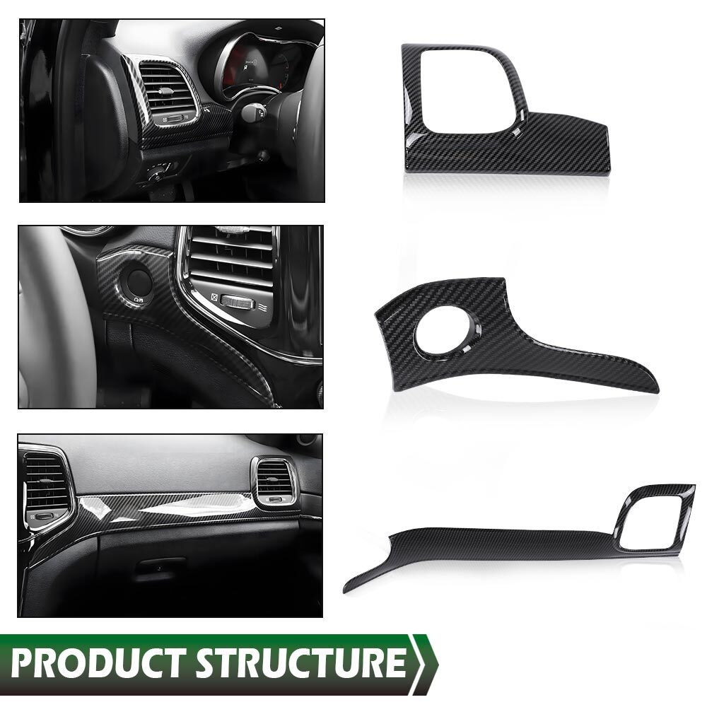 Fit For 2011-2020 Jeep Grand Cherokee Dashboard Panel & Door Handle Cover Trim